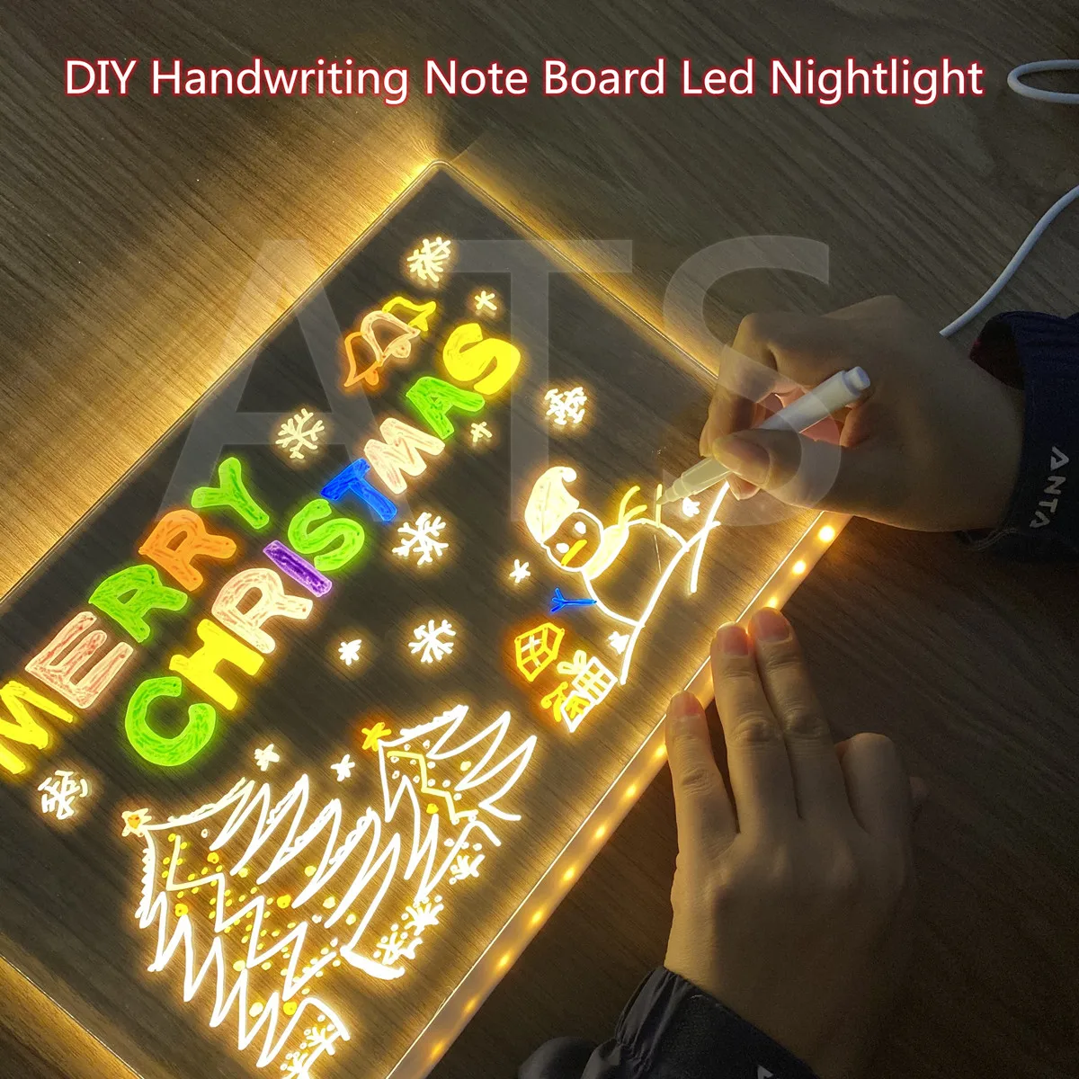 

Creative 7 Colors Glowing Drawing Board Led Nightlight USB Message Board With 7 Pen For Kids Birthday Xmas Gifts DIY Night Lamp