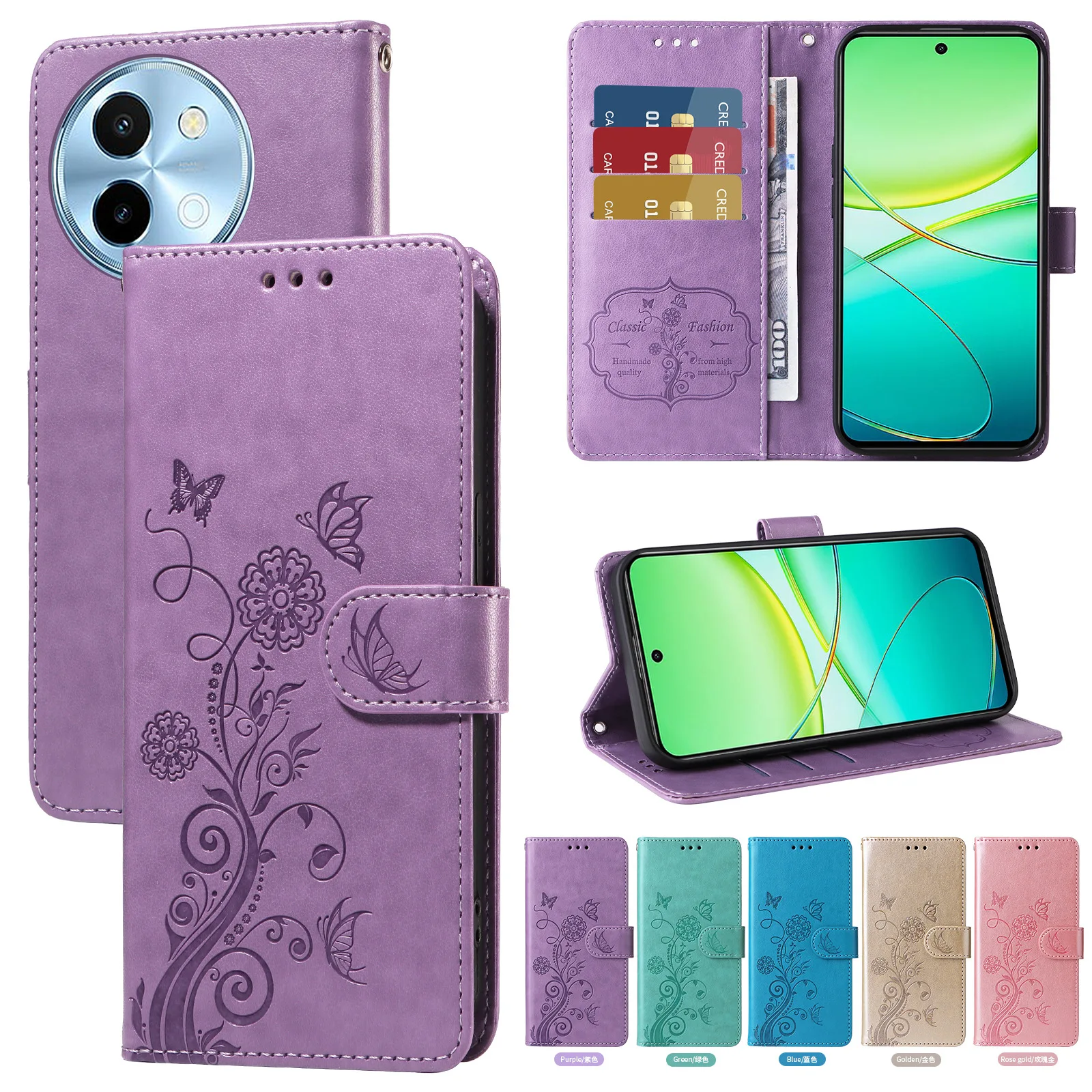 Фото Кожаный чехол-флип с цветочным узором для Sony Xperia 1 VIII 10 VII 1VII 5 VI 5V, чехол-кошелек с 3 слотами для карт, Funda №2