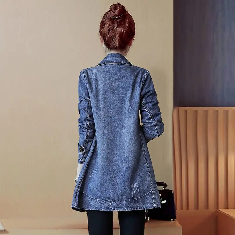 Джинсовая куртка для женщин однотонное весенне-осеннее ковбойское пальто