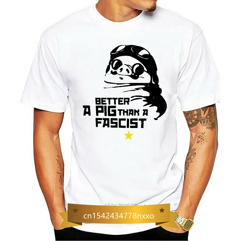 

T-Shirt Porco Rosso Miyazaki Antifa Salvini Di Maio Cartoon Anime Hip Hop 3D Print Novelty Men's T Shirt