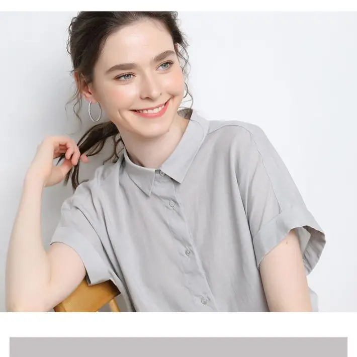 НОВАЯ тонкая летняя льняная женская простая повседневная Однотонная рубашка на