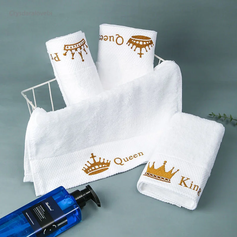 

Customized Towel Embroidery Pesonalized Towels Crown with Name Spa Beauty Salon Logo White Towel