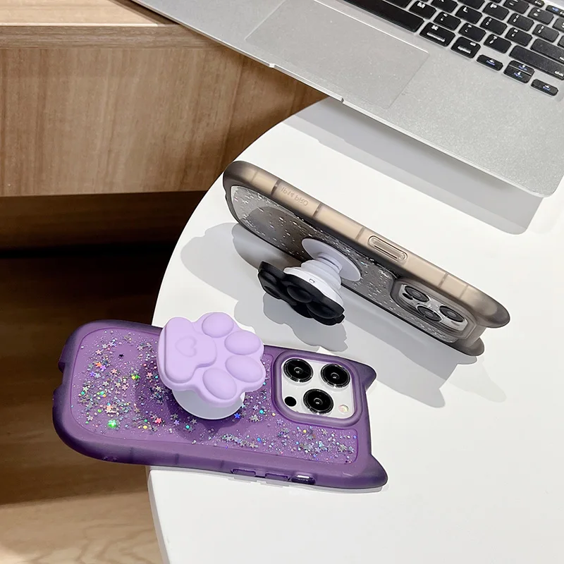 Милый чехол для телефона с 3D кошачьими лапами iPhone 12 13 11 Pro 14 15 Max Plus мягкий из ТПУ