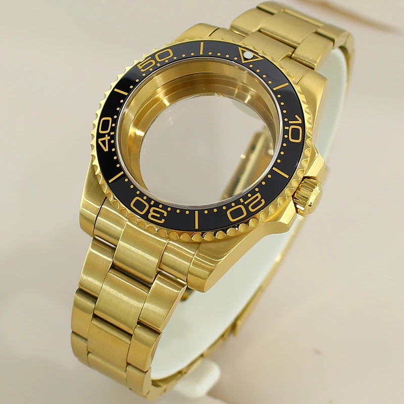 Золотой корпус часов для дайвинга 40 мм сапфировое стекло безель с 120 кликов Seiko NH35