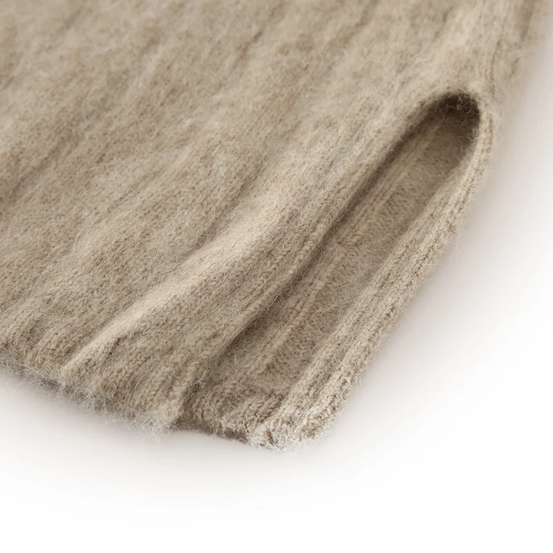 100% норковый кашемировый свитер женский вязаный пуловер с круглым вырезом