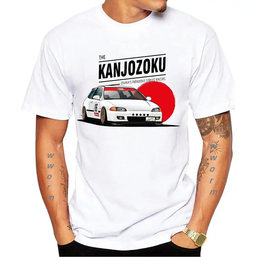 Купи New Summer Fashion Men T-shirts Civic EG The Kanjozoku Car Design T-Shirt Funny Car Print Hip Hop Boy Casual Tops Cool Man Tees за 427 рублей в магазине AliExpress