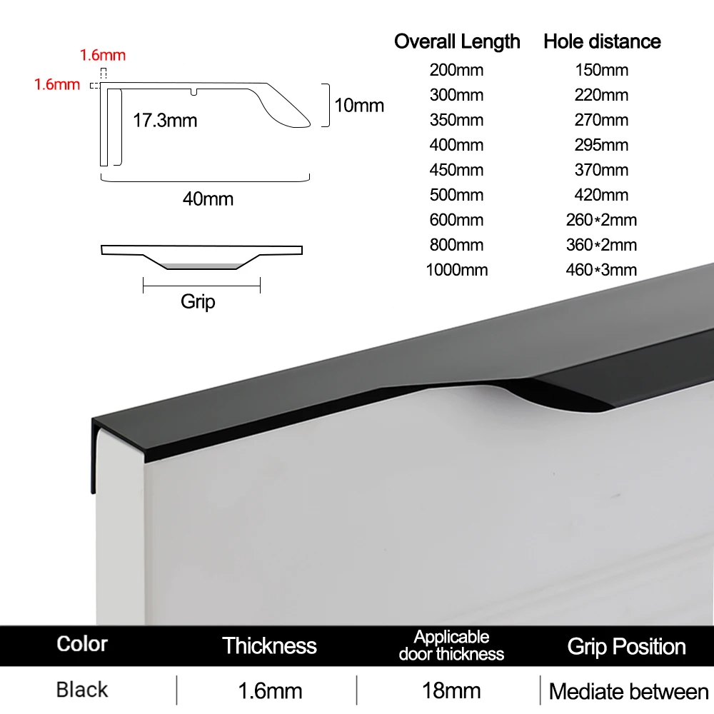 

Скрытые ручки, длинные ручки для кухонного шкафа, ручки для ящиков из алюминиевого сплава, дверные ручки для шкафа, ручки для мебели