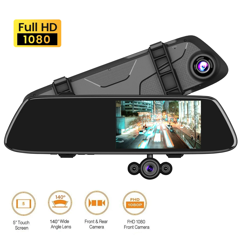 Зеркало-видеорегистратор MEKEDE 5 дюймов IPS HD 1080P с датчиком движения |