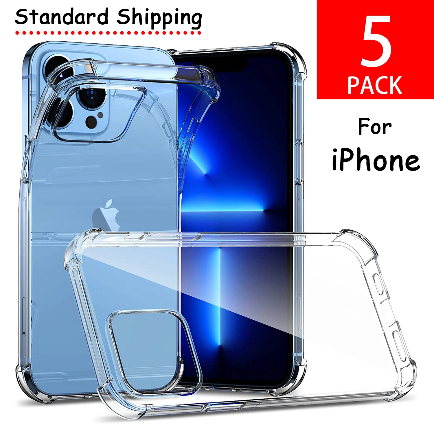 5 шт./упаковка резиновый тонкий гибкий прозрачный амортизирующий чехол из ТПУ с