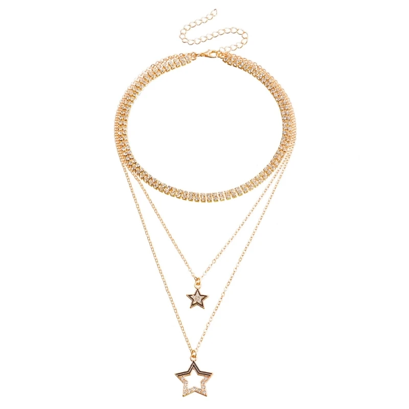 

Цепочка в виде когтей с маленькой звездочкой и бриллиантами, модная простая цепочка на ключицу для женщин и девочек, ювелирные