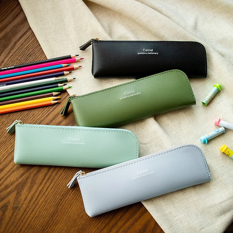 

50pcs/lot PU Leather Bag Small Pencil Case Cosmetic Bag Portable Mini Solid color Sundries Lipstick Children Student Supplies