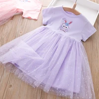2022 summer new stitching mesh skirt girls cartoon dress baby sweet princess dress girls dress cute cotton
