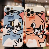 cartoon cat mouse cute cases for iphone 11 12 13 pro max mini x xs xr max se 2020 8 7 6 6s plus 5 soft silicone tpu phone cover