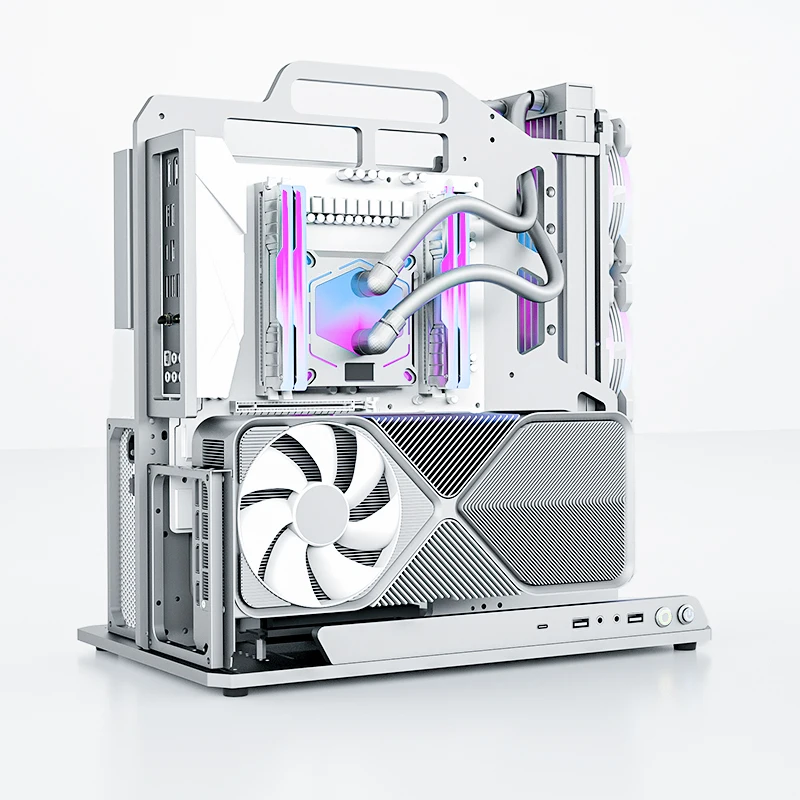 Фото Socooler индивидуальный чехол для ПК «сделай сам» в стиле ITX с поддержкой водяного охлаждения для RX7800 XT GPU Panic Купить тип игровой настольной стойки №5