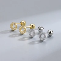 sipengjel 2 pcs fashion mini round star plant ear piercing stud earrings stainless steel cartilage earrings for women jewelry