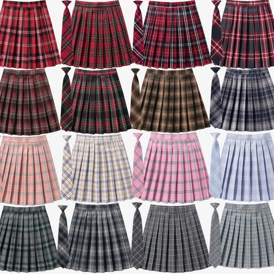 

Клетчатая юбка с галстуком, женские комплекты, лето 2023, Женская Базовая плиссированная мини-юбка с высокой талией в Корейском стиле JK для шк...