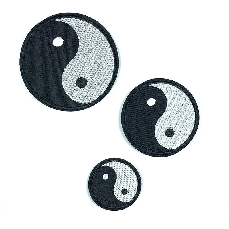 

3Pcs Lotus Taiji Patch Chinese Religious Tai Chi Yin and Yang Embroidery DIY Iron on Applique Sewing Fabric Magic Bagua Sun Moon