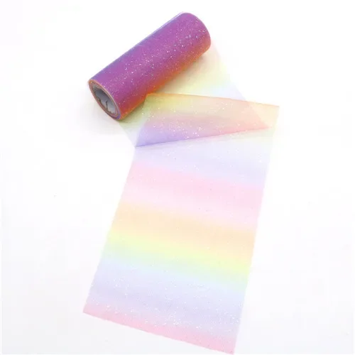 

Радужная блестящая тюлевая ткань, 10 ярдов, полиэстер