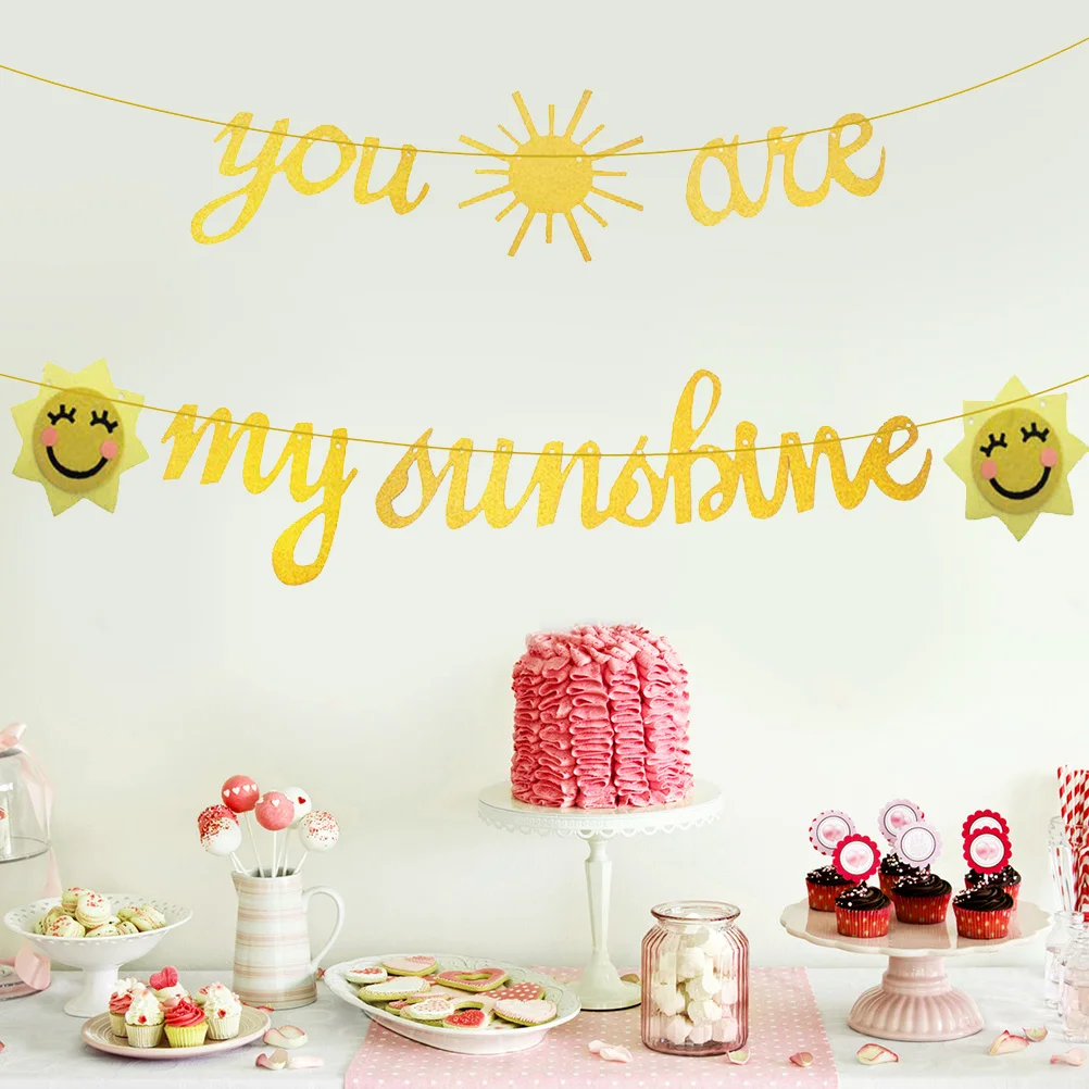 

1PC Baby Birthday Banner YOU ARE MY SUNSHINE Letter Printing Hanging Flag Party Decor