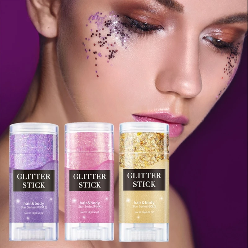 S Face Body Hair Glitter Stick Star Series Makeup Shine Sparkle Highlighter Braids Party Club Long Lasting Maquiagem