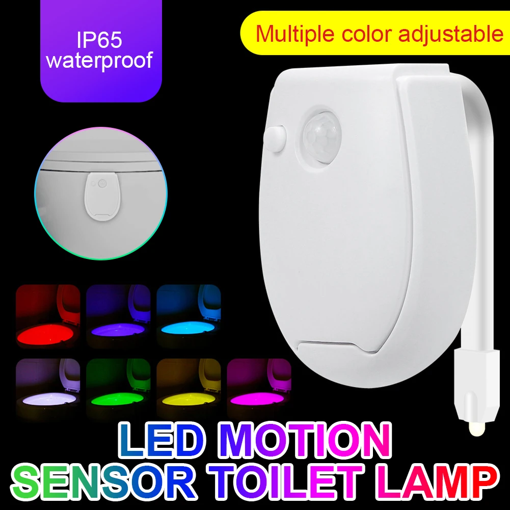 Ночник для туалета, светодиодный светильник с пассивным инфракрасным датчиком движения, 7 цветов, для ванной комнаты, туалета