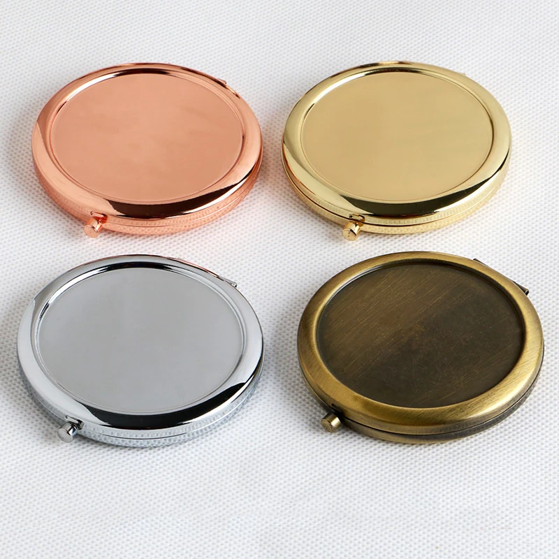5pcs 70mm Makeup Mirrors Metal Blank Portable Compact Mirror Rose Gold/Silver/Bronze/Gold For DIY Girl's Women Cosmetic Beauty