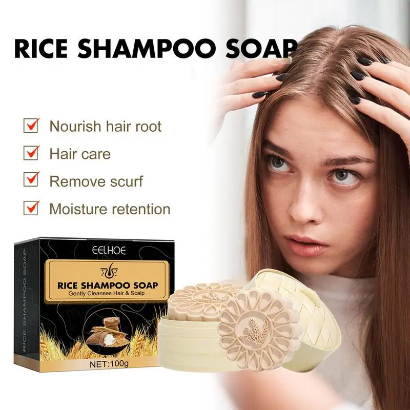 

Hair Growth Rice Coconut Shampoo Soap Bar 100g Handmade Organic Natural Oil Control Hair Fall Shampoo Soap For Dry Damaged Hair