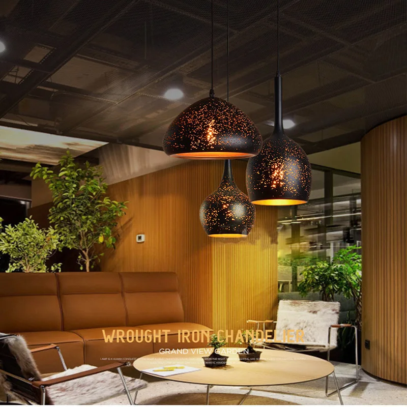 

Art Led Chandelier Pendant Lamp Light Room Decor Vintage Nordic E27 Creative Personality Industrial Style Etch Shade Coffe Shop