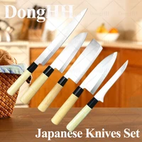 kitchen knife japanese chef knives set fish sashimi santoku boning knife stainlesss steel meat cleaver wood handle cooking tools