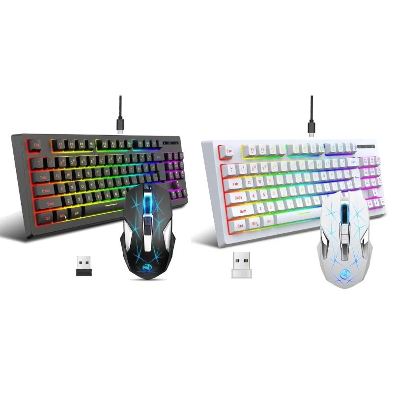 Беспроводная клавиатура 2 комплект мыши 87 клавиш 2400 точек на дюйм офисная мышь