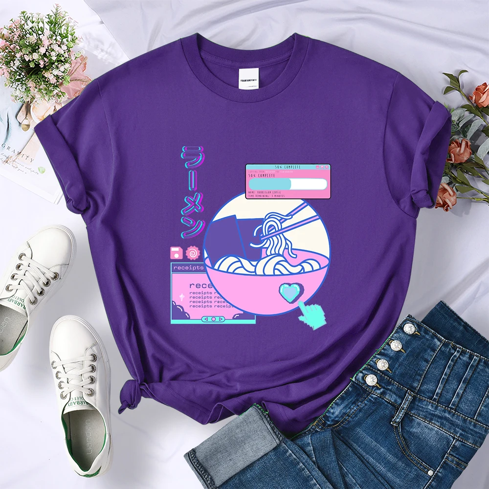 

Футболка женская с рисунком рамен, модный Свободный Топ в стиле Харадзюку, Повседневная рубашка с коротким рукавом, Лидер продаж