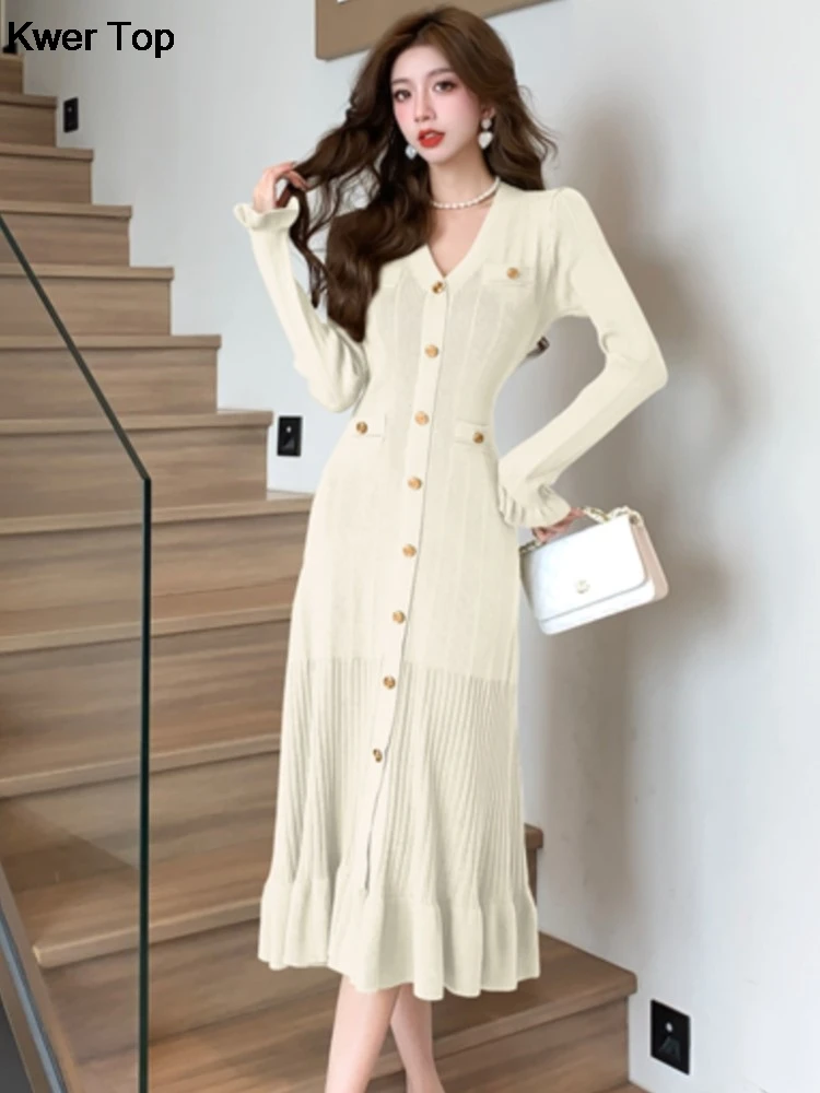 Модное зеленое однобортное женское трикотажное платье шикарные длинные платья с