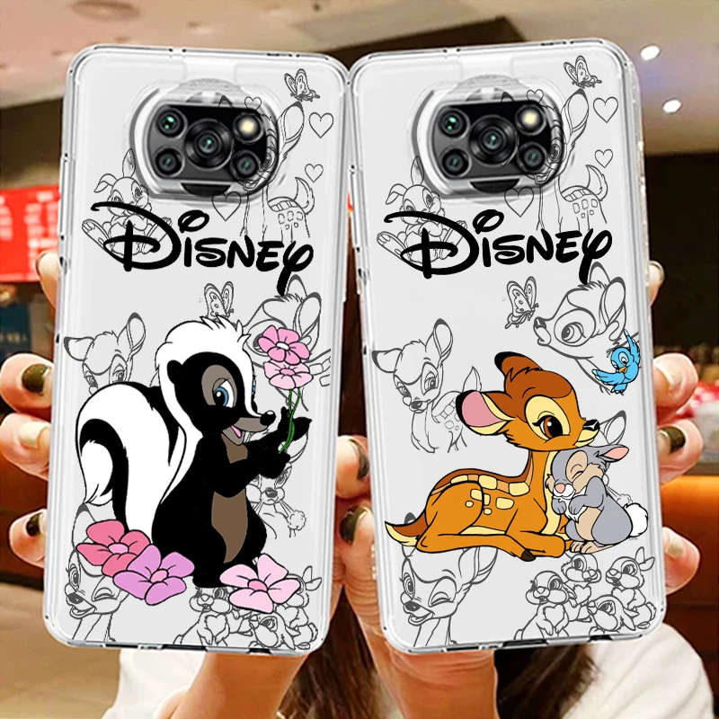 

Bambi Anime Cute Transparent Phone Case For Xiaomi Mi Poco X5 X4 X3 NFC F4 F3 GT M5s M4 M3 Pro C55 C50 5G