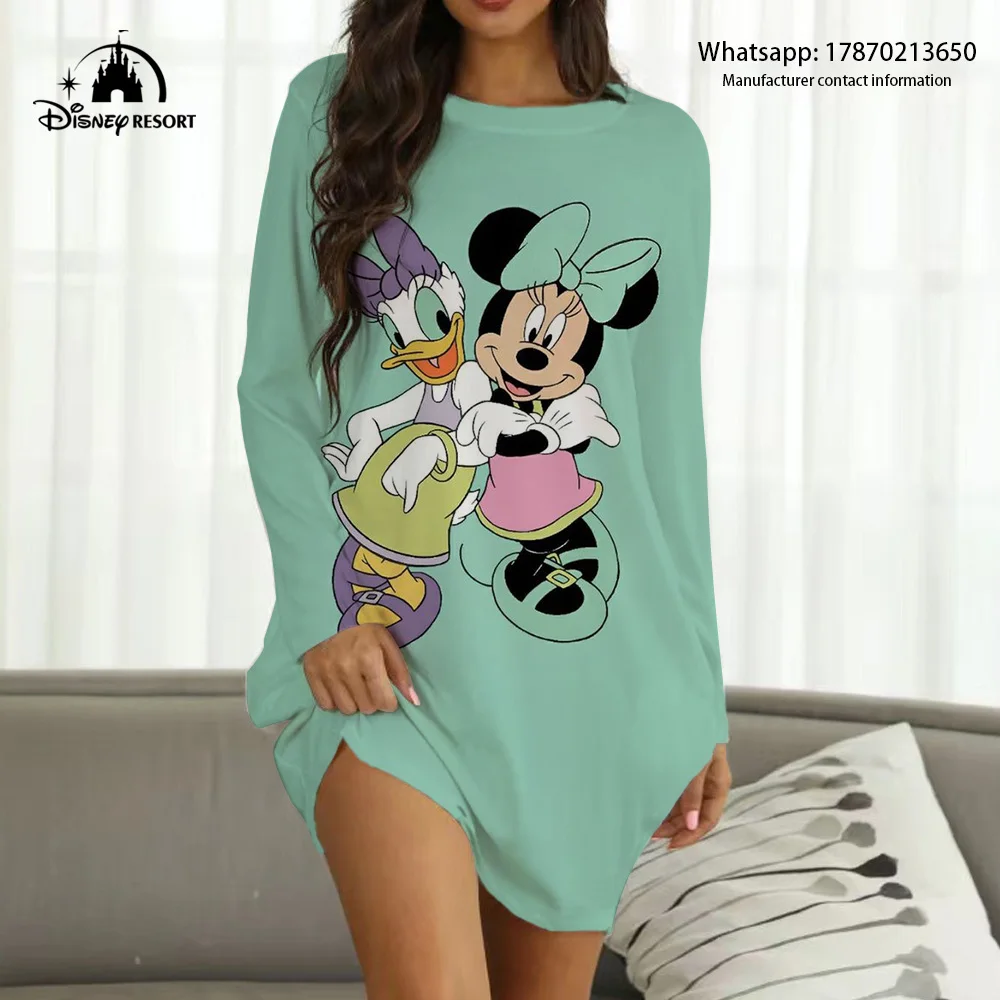 

Новинка 2023 г., бренд Disney, аниме Микки и Минни, принт, Рождество, осень, женское сексуальное Клубное платье, женская домашняя одежда в стиле бохо