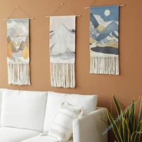 macrame scenery hanging tapestry with handmade tassels dorm hotel wall fabric blanket cover decoration home stay aesthetic decor