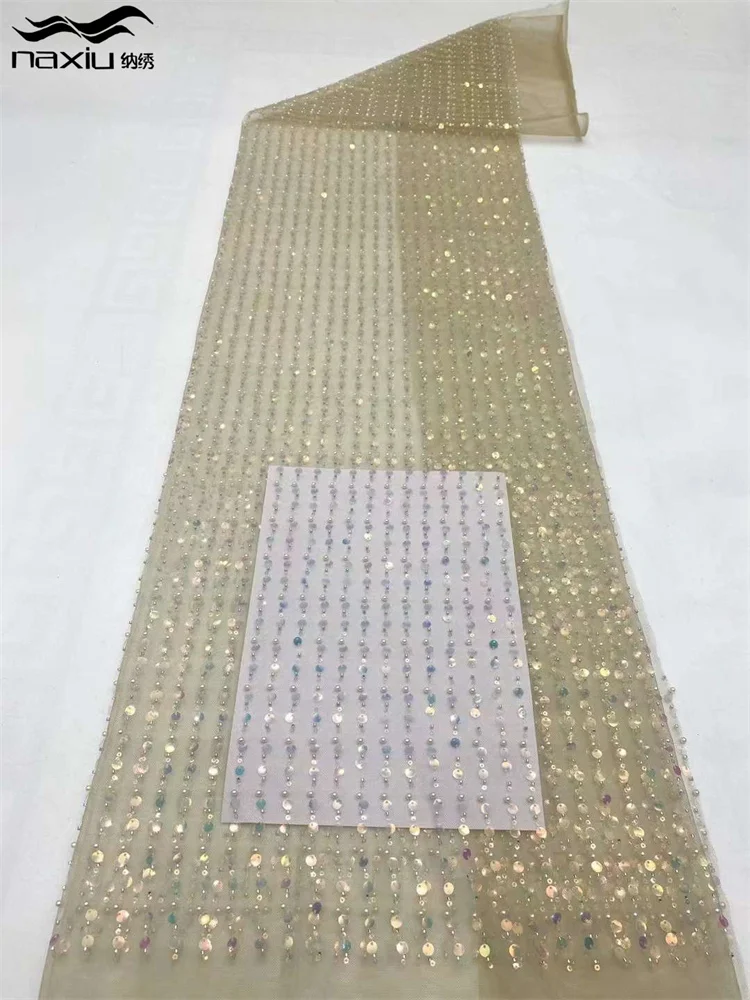 

Madison-Elegant Африканская кружевная ткань из бисера с блестками для свадебного платья, нигерийская вышивка жениха, французская сетка, 2023 г.