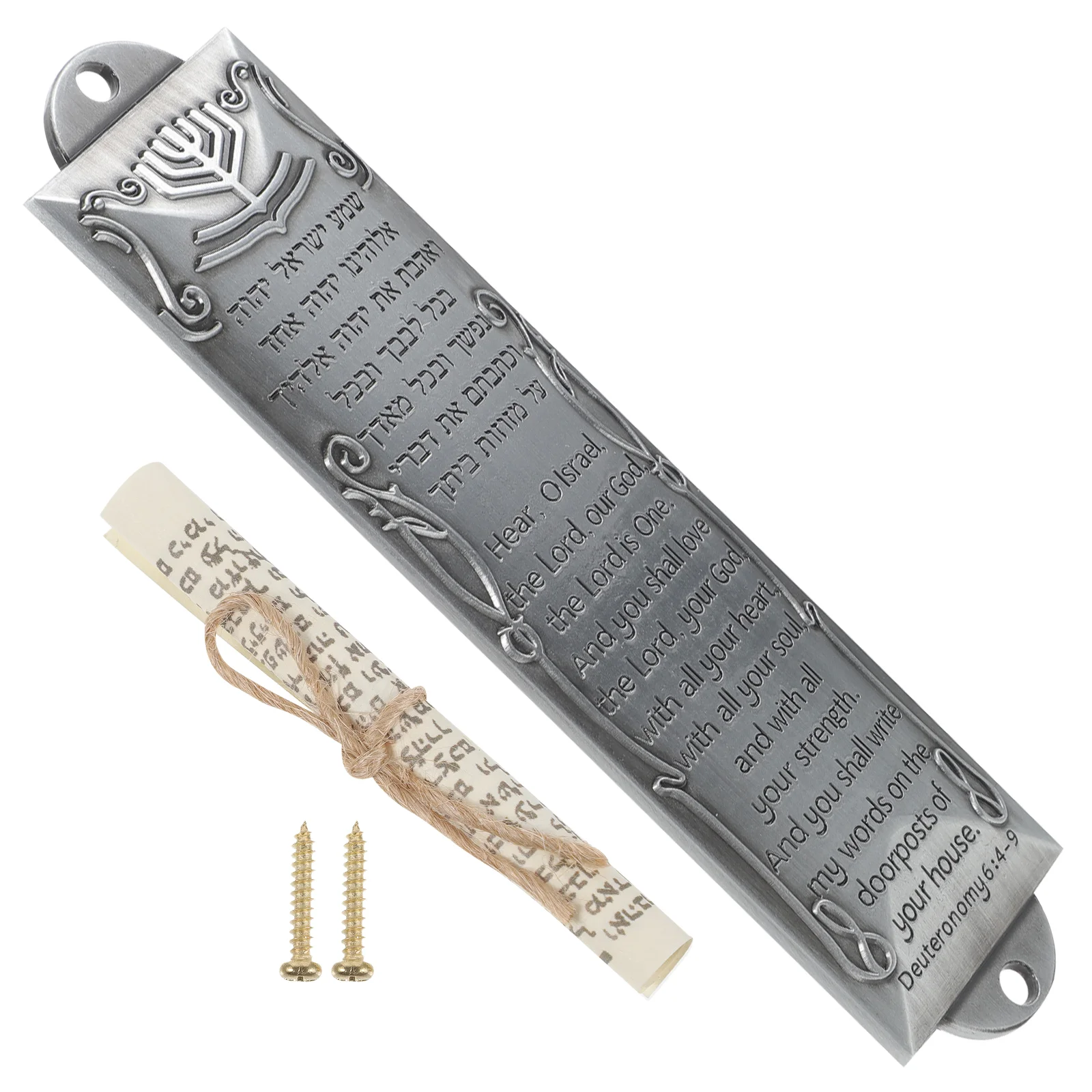 

Religious Holy Scroll Metal Mezuzah Decor Jewish Symbols House Door Catholic Craft