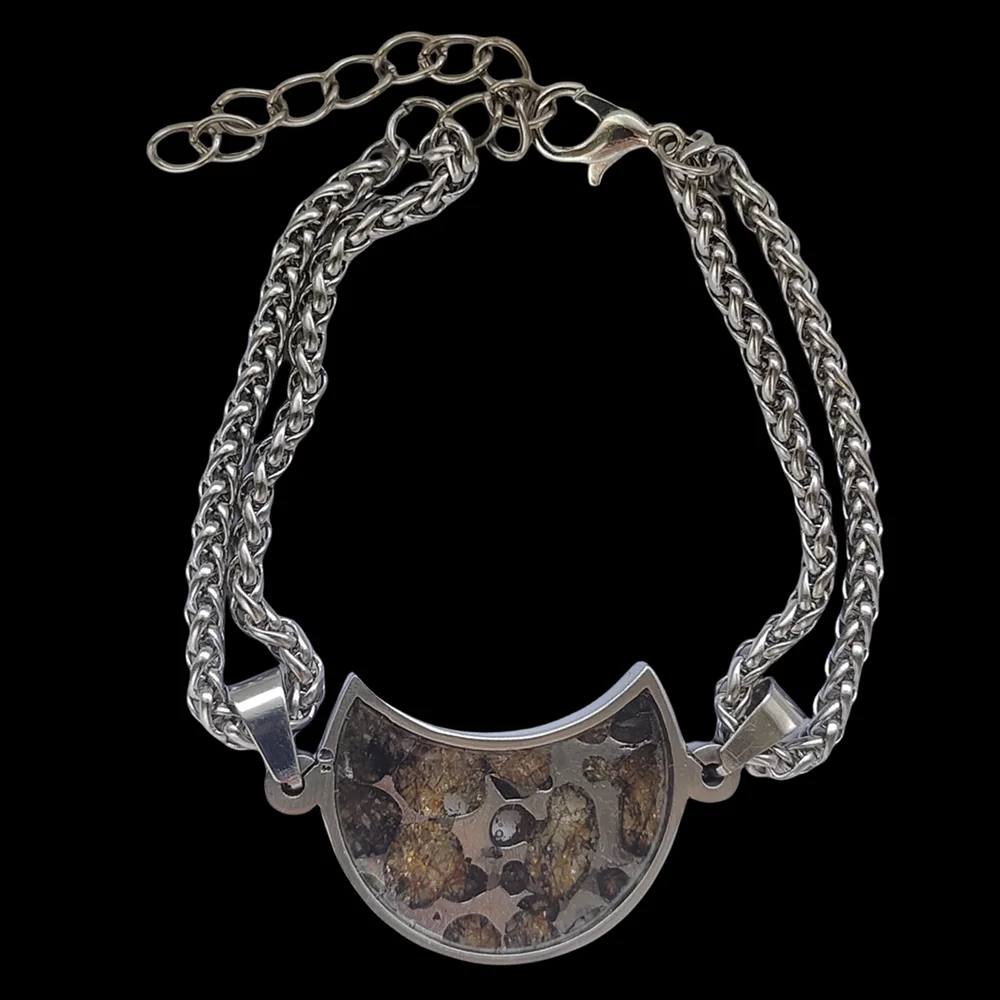 Brenham Olivine Meteorite браслет натуральный женский ювелирные изделия Регулируемые-CB203