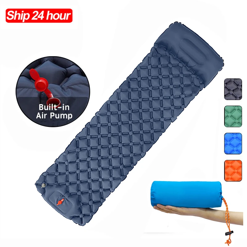 

TPU Camping Sleeping Pad Outdoor Inflatable Mattress with Pillows Travel Mat Folding Bed Ultralight Air Cushion Hiking Trekking