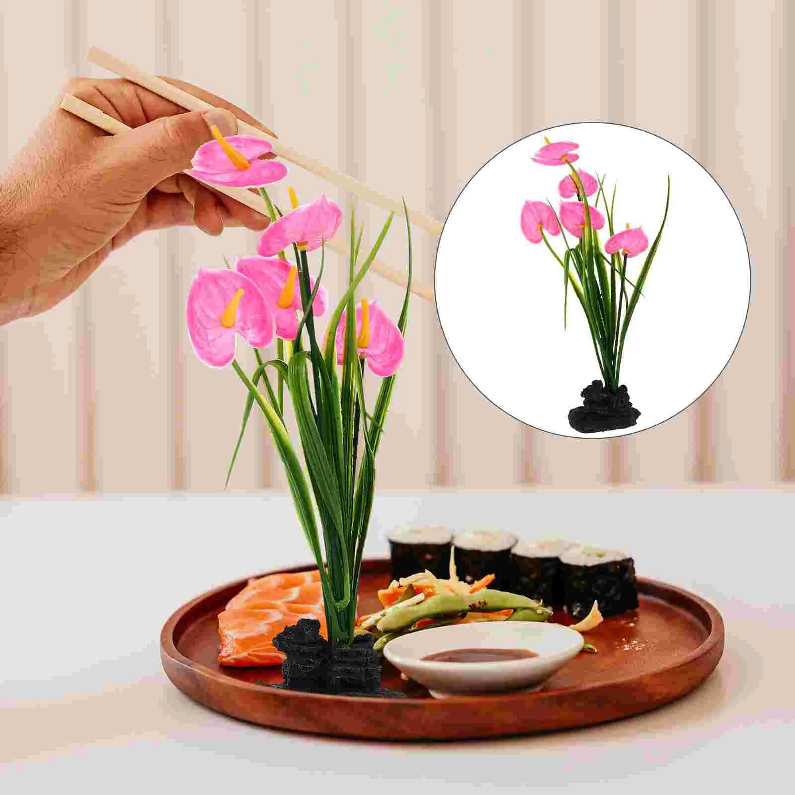 

Plate Sushi Decorations Flower Artificial Flowers Sashimi Dish Japanese Decor Fakeornamentcalla Lily Decorationaquariumtank Tray