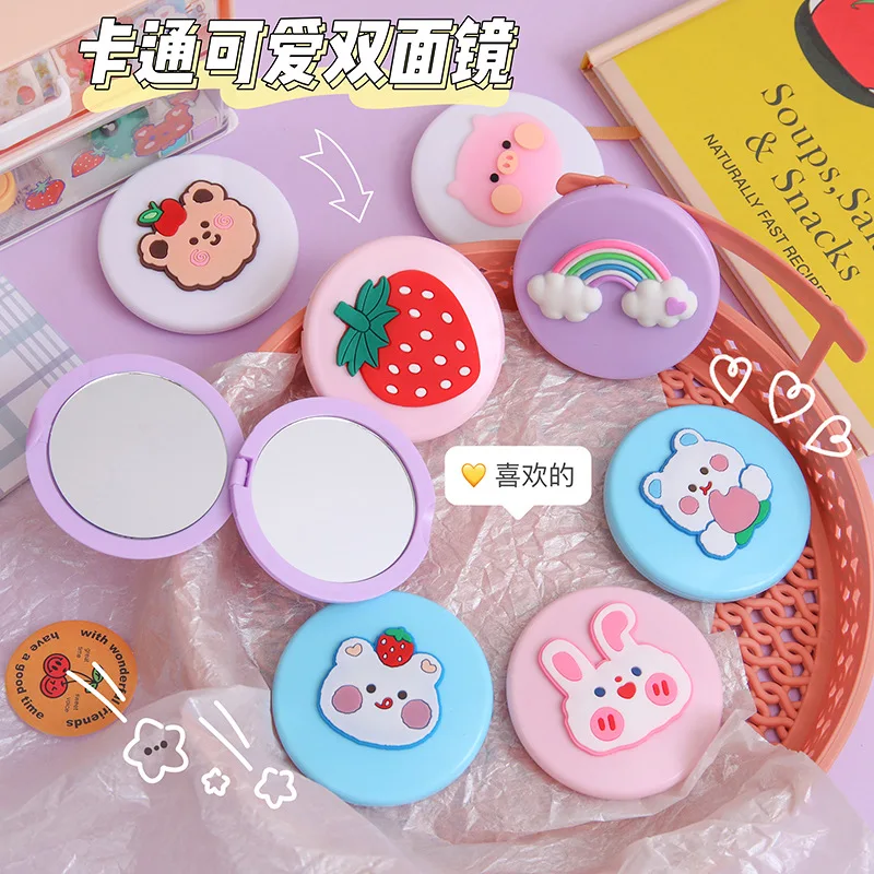 

Mini Cute Mirror Double-sided Makeup Mirror Portable Mini Mirror Foldable Girl Portable Small Round Mirror Cosmetics Mirror