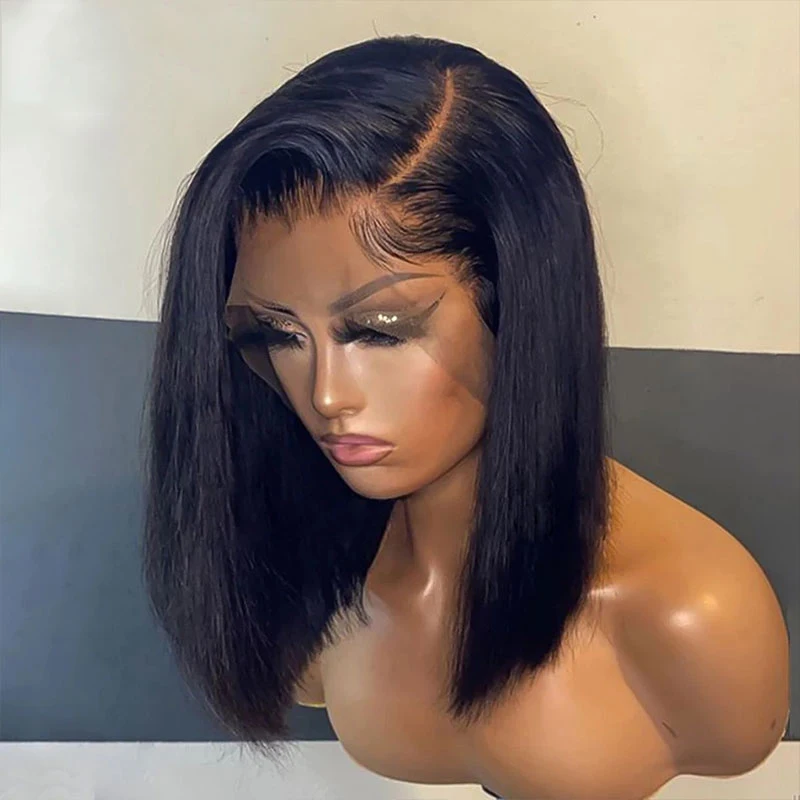 

180% Straight Short Bob Lace Front Human Hair Wigs Brazilian Closure Frontal Wig Pre Plucked Remy Glueless Bob Wig For Woman