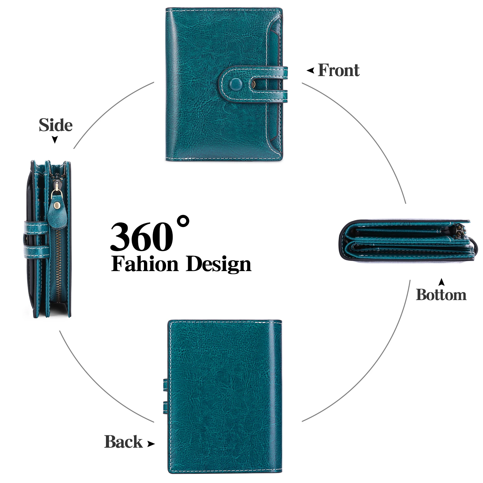 Women Wallet Genuine Leather Retro Oil Wax Cowhide Fashion Girls Wallet Short Zipper Cute Small Coin Purse for Women