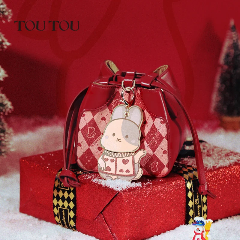 

TOUTOU Lovely Rabbit Women's Shoulder Purses - Cute Small Drawstring Bucket Bag with Contrast Crossbody Design