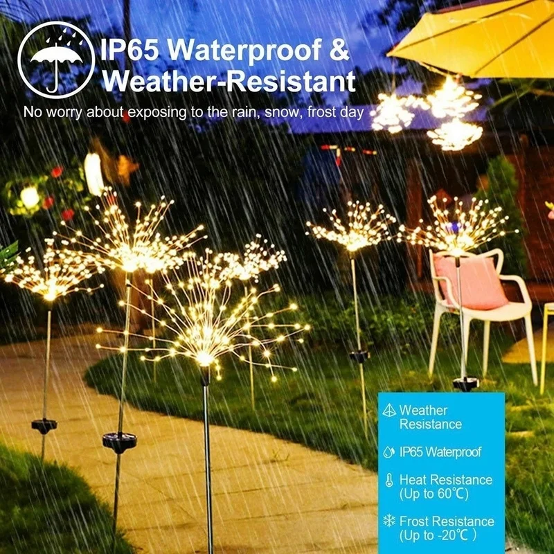 

Solar Outdoor Light 90/120/150LED Waterproof Solar Fireworks Lights Holiday Fairy Lights Garden New Year Christmas Decoration