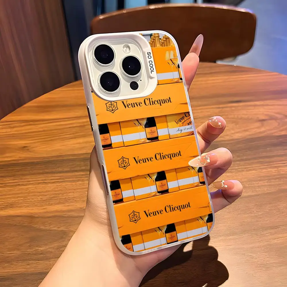 Фото Модный чехол V-Veuve Of C-Clicquot для iPhone 17 Air 16 15 14 Plus 13 12 11 Pro 7 8 XS Max XR, серебристо-белый, с бампером №5