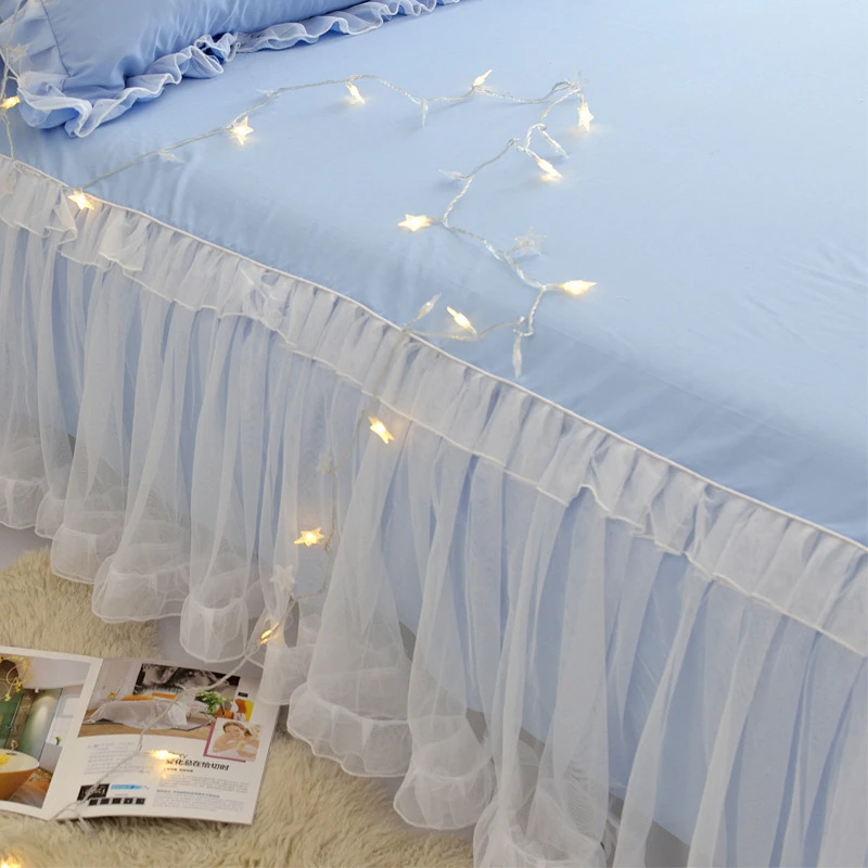 

Однотонное романтичное покрывало с пододеяльником в Корейском стиле принцессы