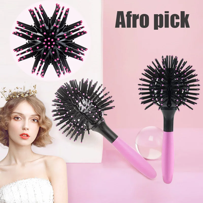 

3D Hair Curling Comb Round Ball Hair Brushes Convenient Comfortable Massage Comb Professional Heat Resistant Styling Tool