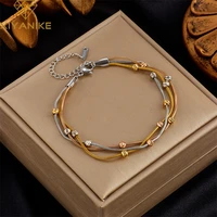 xiyanike 316l stainless steel womens bracelet multiple chains beads chic %e2%80%8bcharming exquisite trendy design simple party jewelry