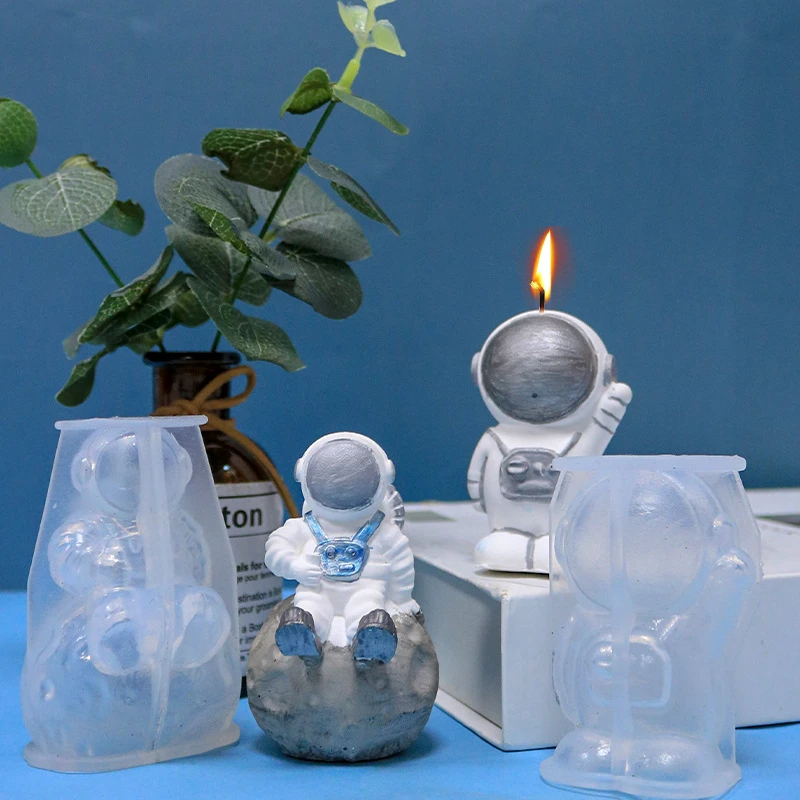 

3D Silicone Astronaut Shaped Candle Mold Soft Easy Demould Lunar Human Body Molds Soap Resin Chocolate Ice Cube Mould Home Decor